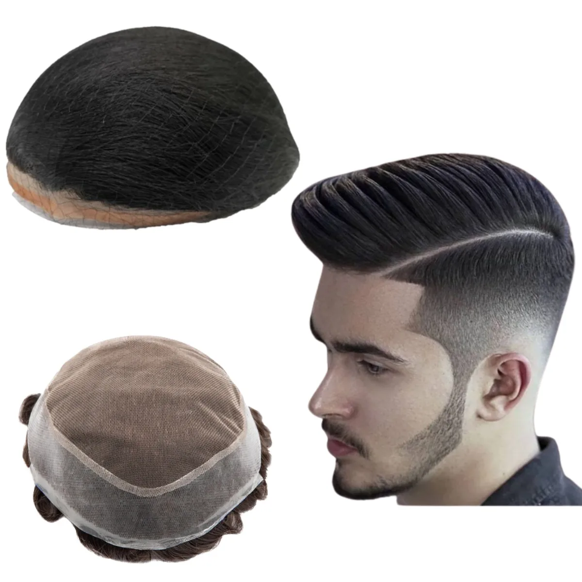 

Toupee for Men Human Hair Wigs Men Toupee AUS Prosthesis Units Patch Curly Wave Toupee Hair Real Human Replacemet