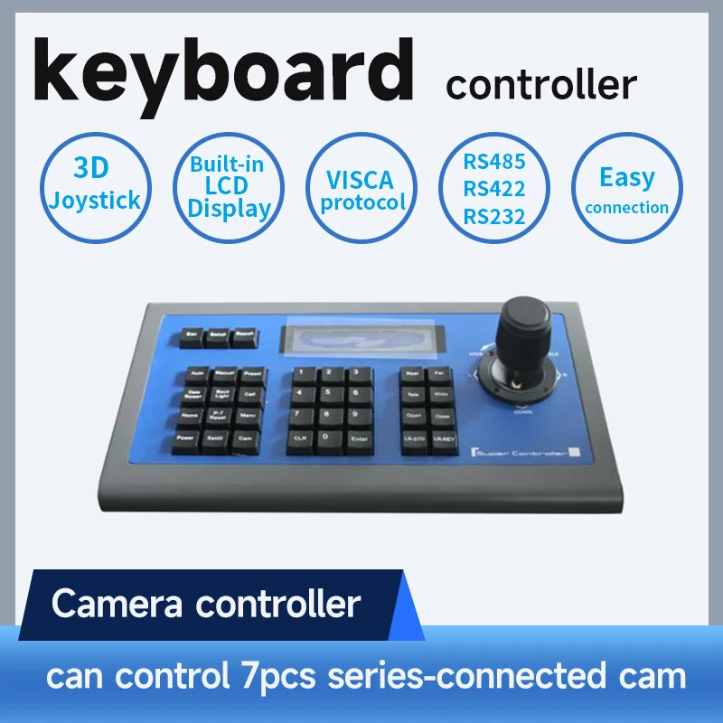 3D Joystick Network PTZ Controller support VISCA PTZ Cameras IP Keyboard controller RS485, RS422, RS232