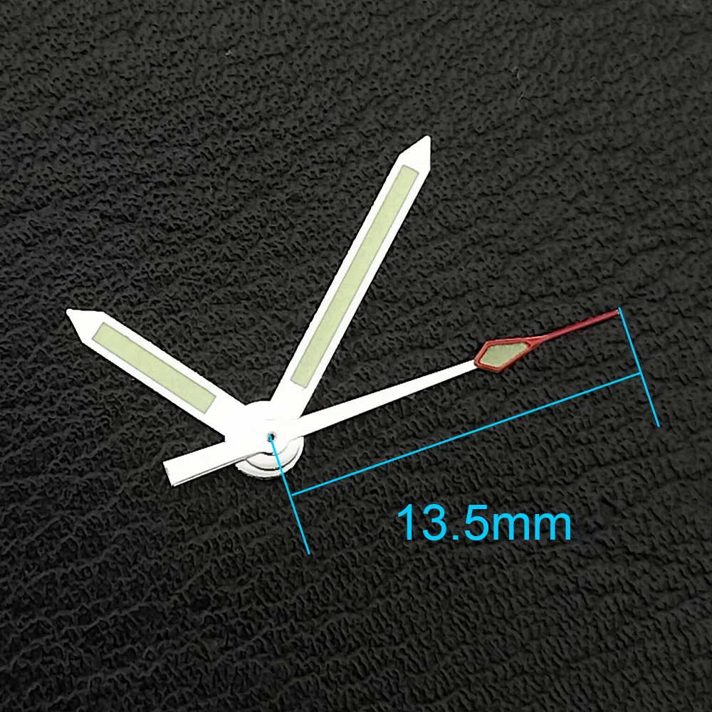 13.5mm 수정 된 실버 골드 시계 손 C3 NH-35/NH36/4R/7S 시계 부품 액세서리 용 녹색 빛나는 바늘 시계 액세서리