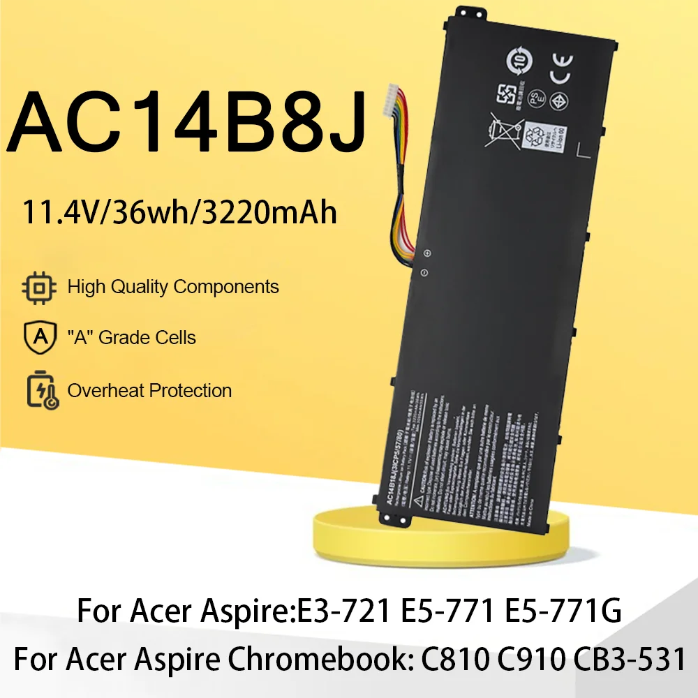

AC14B18J 11.4V for Acer Aspire Laptop Battery E3-111 E3-112 E3-112M ES1-531 MS2394 B115-MP EX2519 N15Q3 N15W4