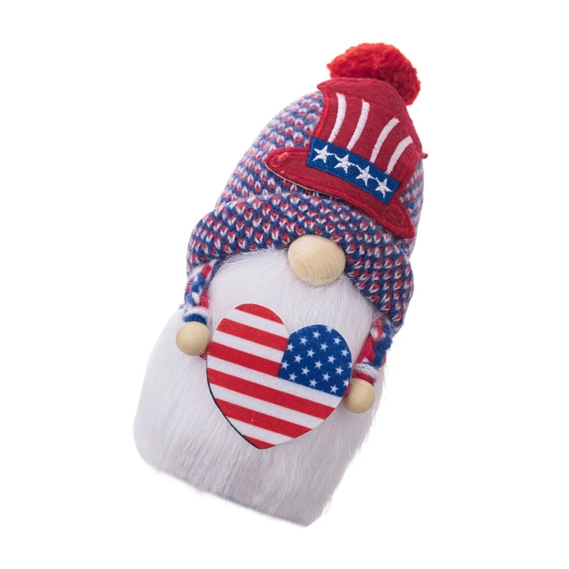 Gnomo do dia da independência americana com coração anões patrióticos decorações gnome escandinavos tomtes boneca ornamento