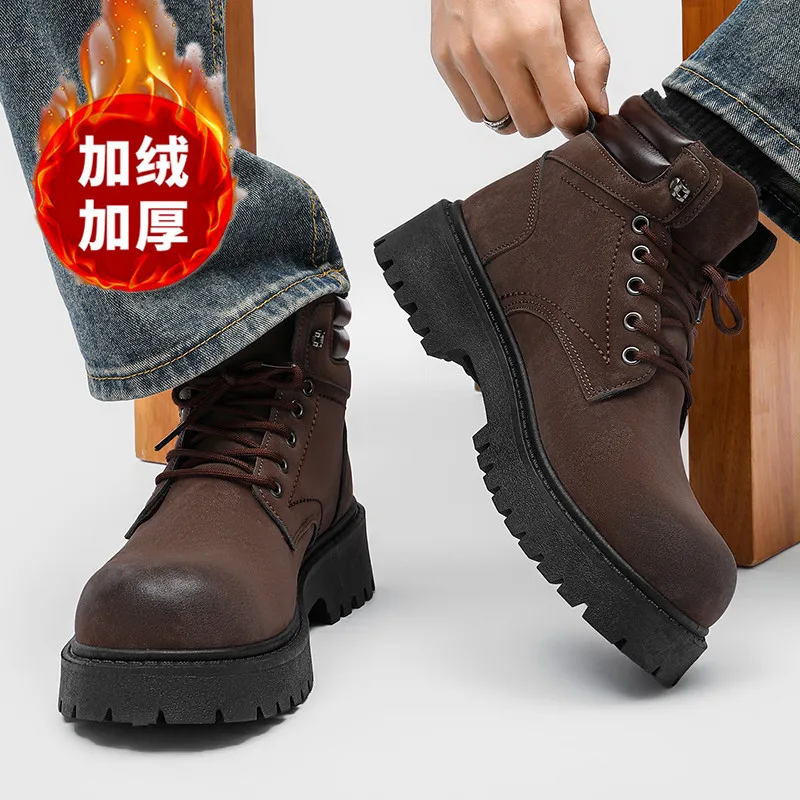 Men boots New Winter Slippers Warm  Waterproof Non-Slip Plush Sneakers Male tenis shoes Boots Men Sneakers Winter view 5