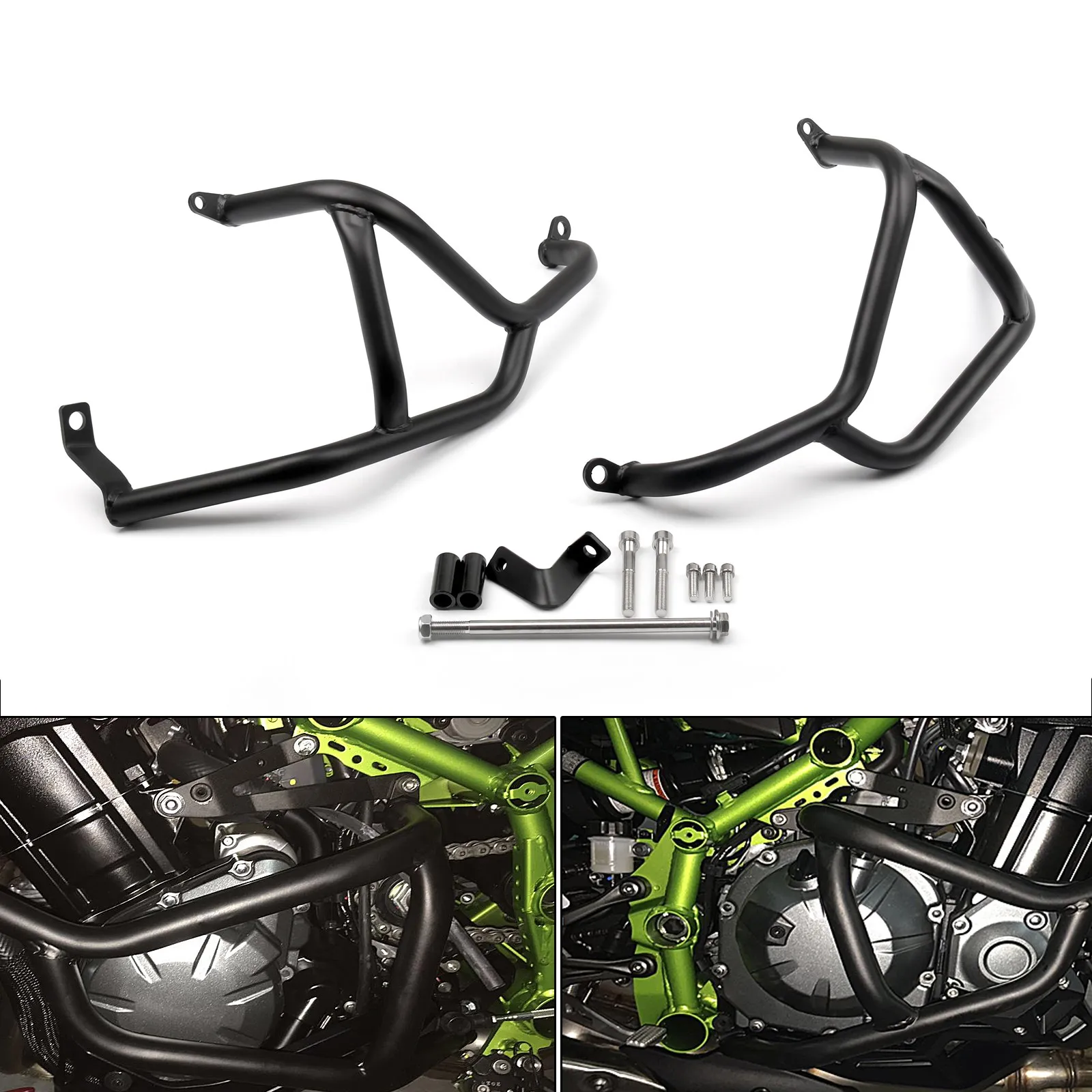 For Kawasaki Z900 2017-2019  Black Engine Guards Set Frame Sliders Protector Crash Bars