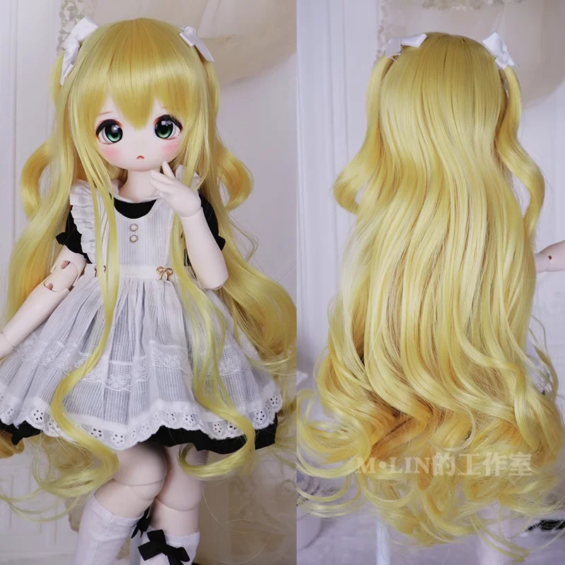 

Парики для кукол BJD, высокотемпературные длинные волнистые волосы, 1/3 1/4 MDD кукла с челкой, длинные парики из белого золота, аксессуары для волос