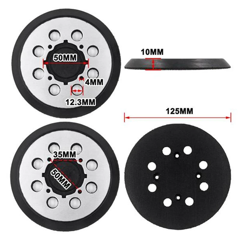 5 Inch 125MM 8-Hole Hook And Loop Sanding Pad Sander Backing Pad For Sanding Disc For Type 1, DWE6421K DWE6423