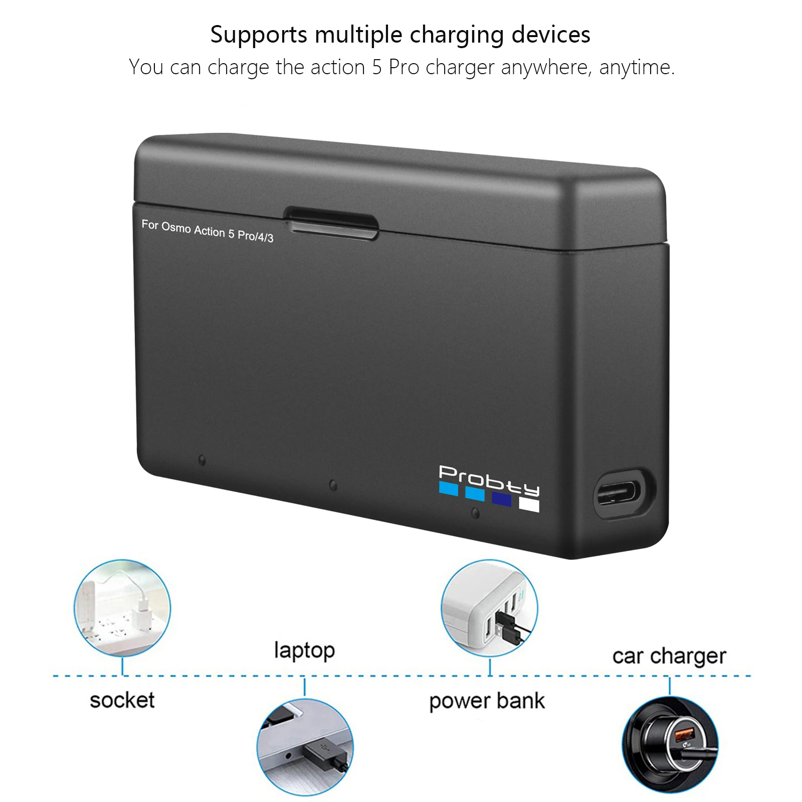 DJI 오즈모 360 액션 5 프로 액션 4 배터리 및 충전기 (2200mAh) DJI 오즈모 액션 5 프로 액세서리용