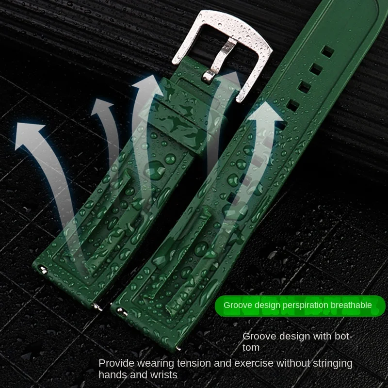 22MM Quick release soft Silicone Watchband 1853 Men For TissoT T125 Rubber Watch strap T125617A Black Knight Watchband bracelet
