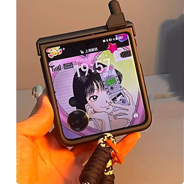 Korean Cute Mobile Phone Model Case For Samsung Galaxy Z Flip 7 Flip 6/5 Lovely Girl Cover For Motorola Razr 60 Razr 50 40 Ultra - náhled 4