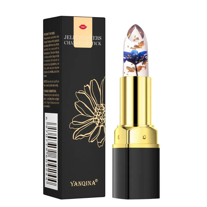 Jelly Flower Lipstick Temperature Color Changing Gold Foil Moisturizing Waterproof Lasting Magic Lip Balm Lips Makeup Cosmetics