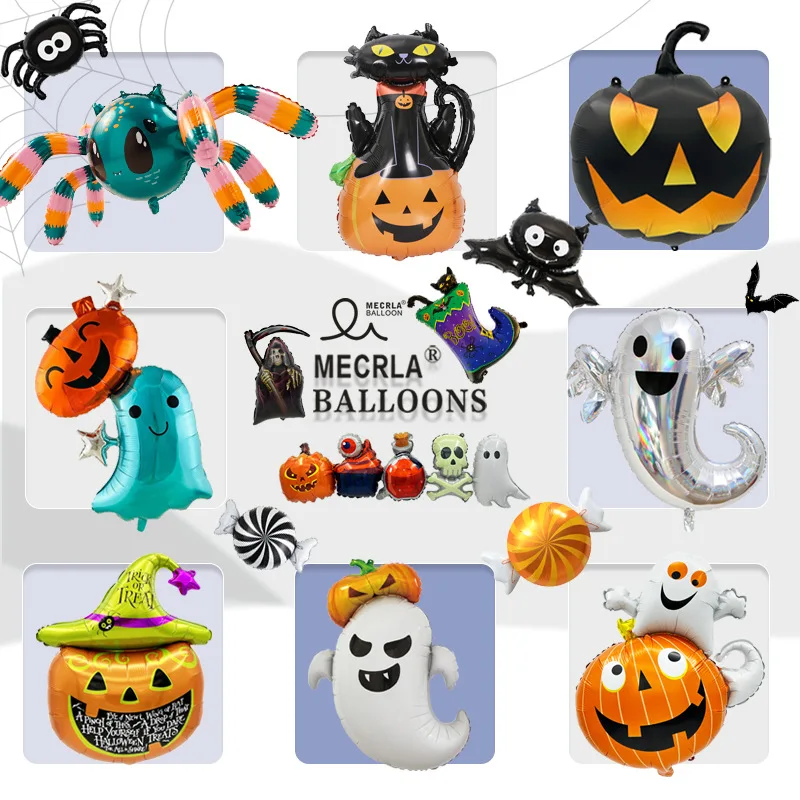 Halloween Balloon Cross-Border Hot Selling Ghost Pumpkin Bat Spider Pumpkin Cat Boots Scene Party Decoration Balloon