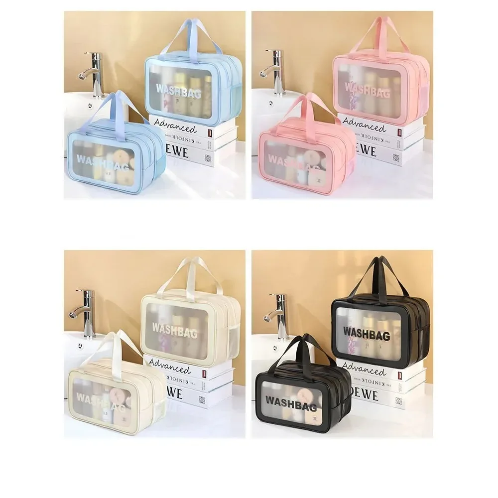 Trocken-Nass-Trennungstasche, doppelt transparent, PU-Make-up-Tasche, tragbare Waschtasche, Kosmetik-Aufbewahrungstasche, Reise-, Fitness- und Schwimm-Essentials – Detail 6