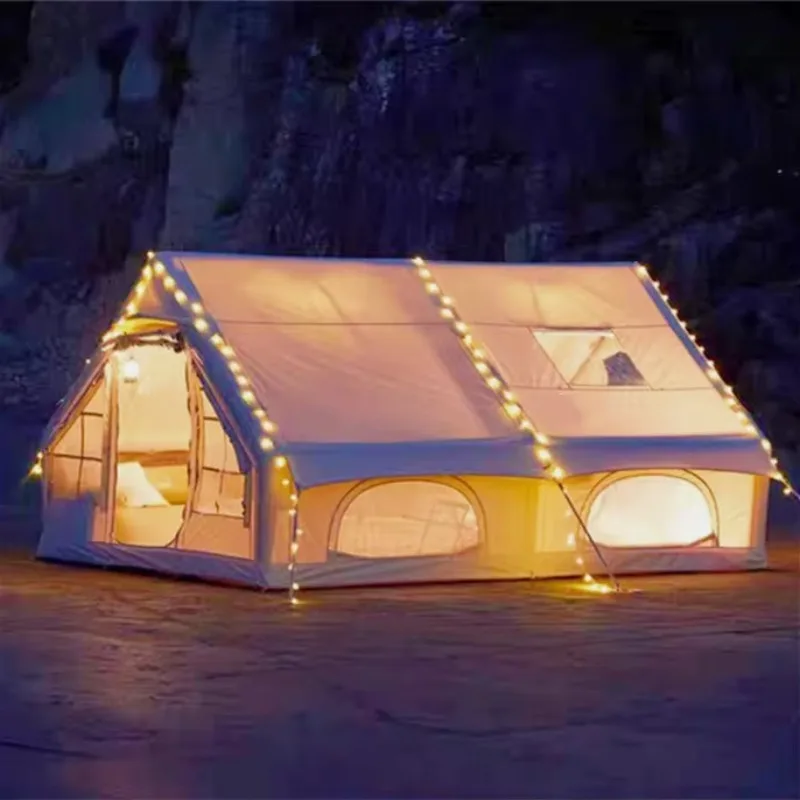 Large 4 Seasons Inflatable Double Layer Two Bedrooms Oxford Cloth Tent 6-8 Person Outdoor Camping Family Tent