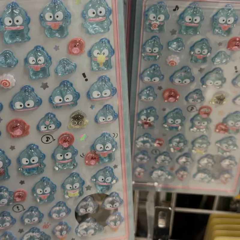 7PCS 3D Sanrio Hellokitty Kuromi Cinnamoroll Stickers Transparent Jelly Crystal Decorative Anime Sticker Phone Case DIY Kids Toy