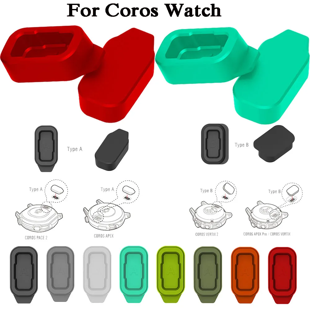 2PCS Silicone Dustproof Protective Plugs Caps for Coros VERTIX 2 APEX Pro/ Pace 2 APEX 42 46mm Anti-Scratch Port Dustproof Cover