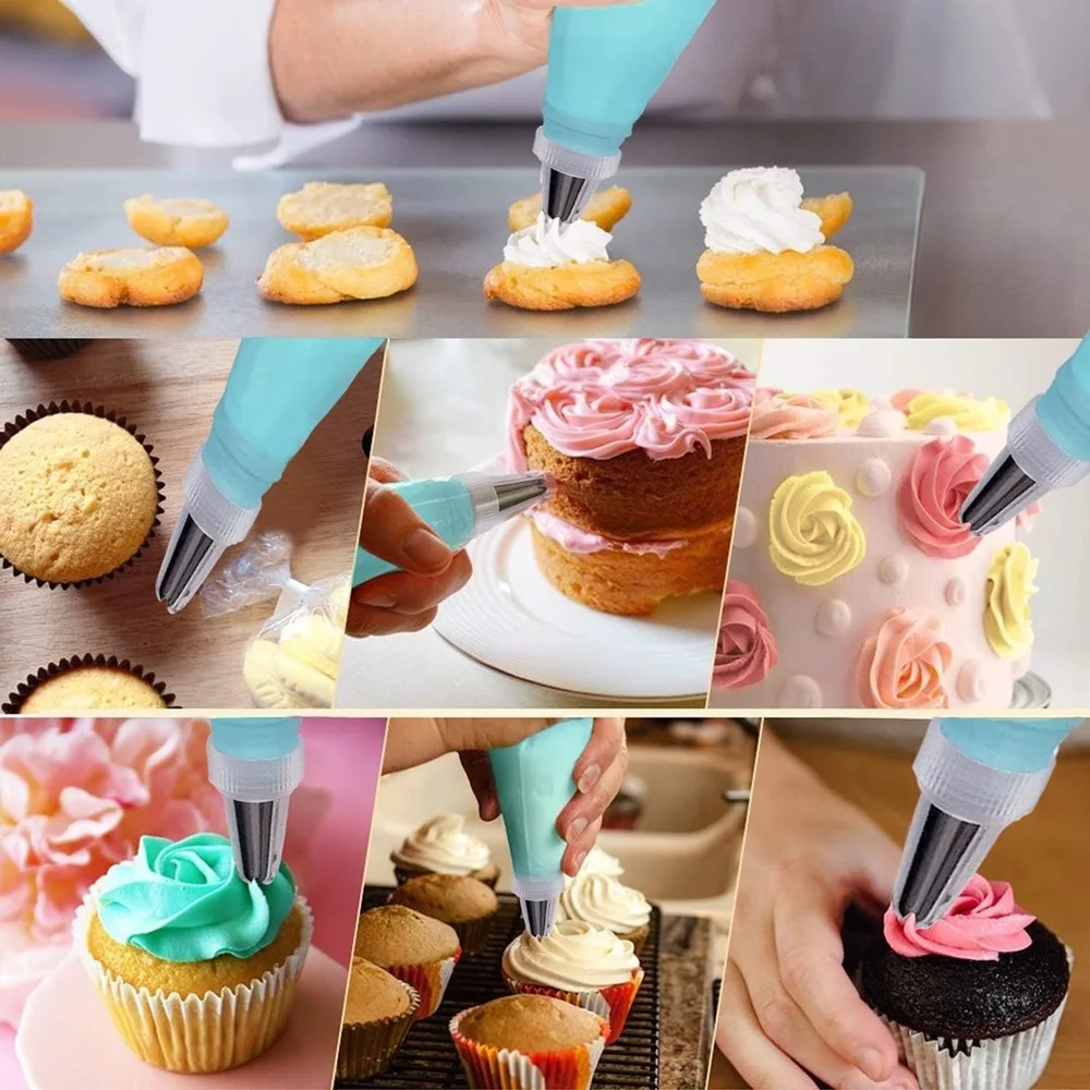 15-piece piping bag tip set baking butter stainless steel nozzles reusable pastry cake decorating tools cookie frosting kitchen