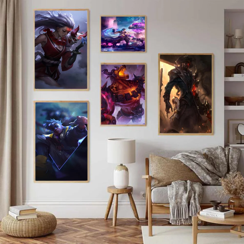 League of ATIONS-Affiches Vintage Classiques, Jeu Populaire, Fin Rick, Décoration, Peinture, Art Mural, Papier Kraft Blanc, Chambre Kawaii