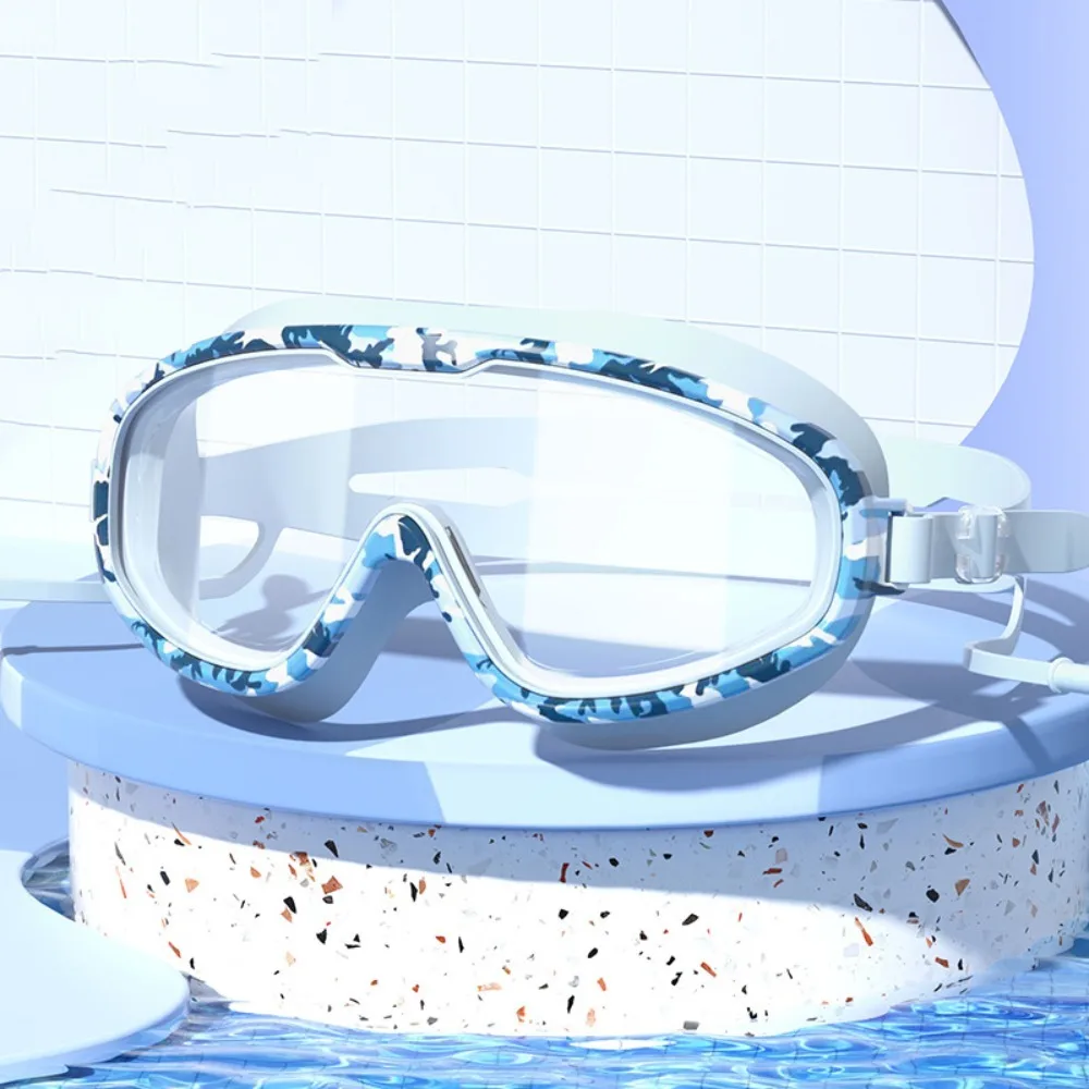 

Large Frame Kids Swim Goggles with Ear Plug PC Glass Swimming Goggles Vibrant Colors Wide View Diving Goggles Set Youth