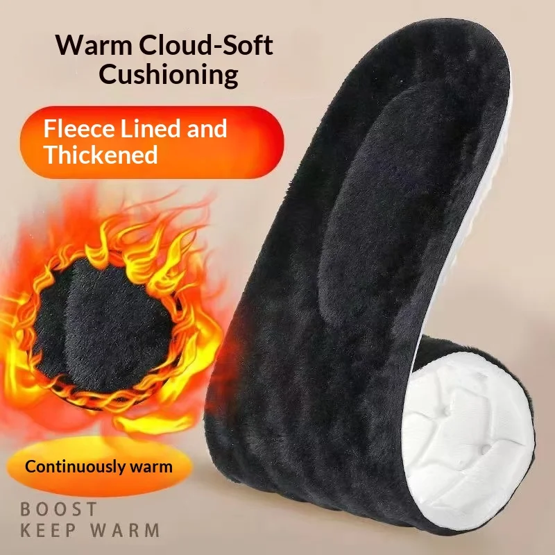 Winter Warm Shoe Insoles for Men Women Super Soft Cloud Feel EVA Insoles Fleece Thickened Cushioning Thermal Foot Pads
