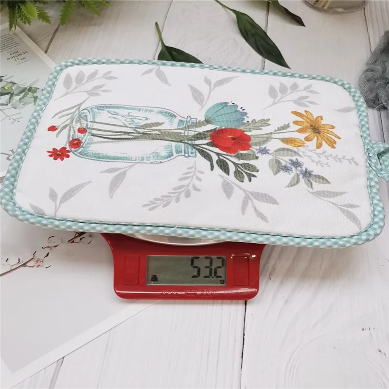1Pc Rectangle 17x22cm Pot Holder Colorful Printed Cotton Heat Resistant Potholder Pad Table Placemat