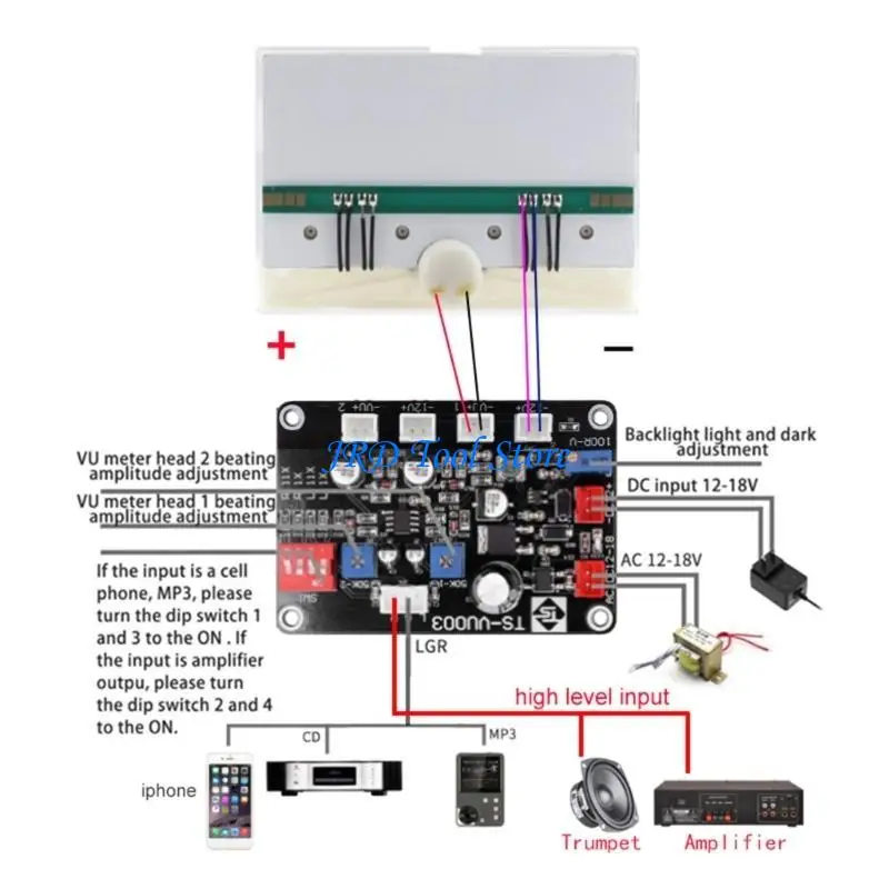 

A2UD P134BGBS0416 Разъем уровня Измеритель уровня усилителя мощности с подсветкой Разъем измерителя уровня громкости