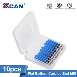 Fresa XCAN 10 pezzi fresa in metallo duro a fondo piatto 10 15 20 punta 30 gradi 0.1mm 1/8 punta per incisione CNC con gambo