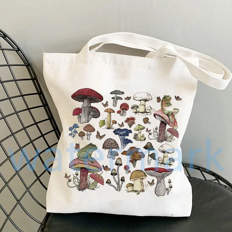 Vivid Mushroom Tote Bag Cute Totes Mushroom Cottagecore Goblincore Bag Shopping Bag Ekologiczna torba płócienna Prezent Podstawowa torba