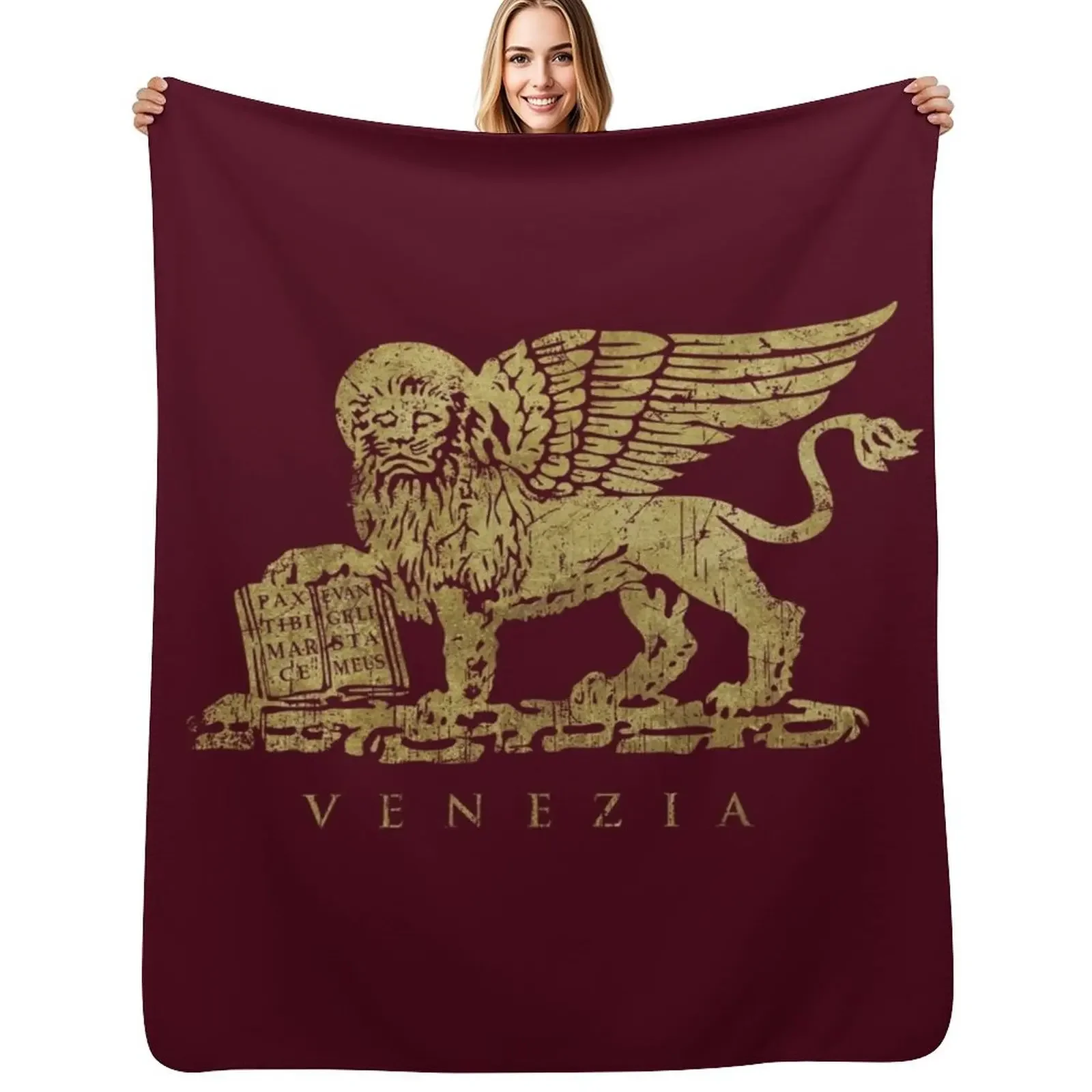 

Leone di San Marco of Venezia - Vintage Gold Throw Blanket Bed covers Winter beds Decorative Sofas Blankets For Bed Blanket