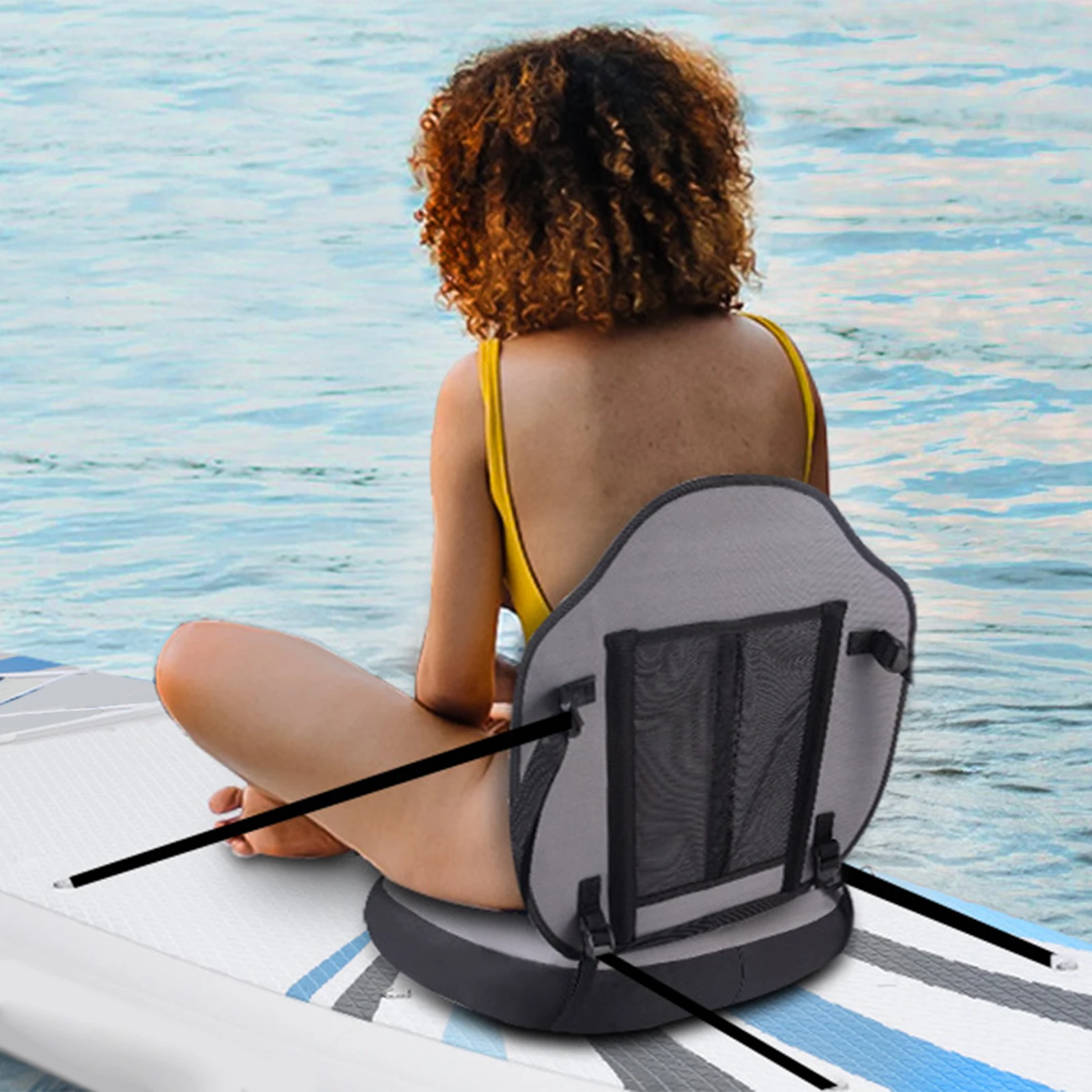 Universal Paddle Kayaks Seat with Back Support & Air Pump Adapter Thicken Cushion Paddle Board Seats for Kayaking&Rafting
