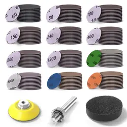 2 Inch Sanding Disc 120 Pcs Wet Dry Hook and Loop Sandpaper Pads Kit 60-10000 Grits 1/4 in Backer Plate and Foam Buffering Pad