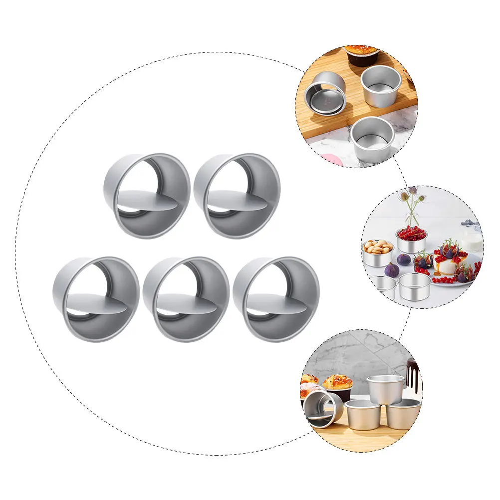 

5Pcs Small Round Cake Pans Aluminum Alloy Baking Set Removable Bottom Deep Cake Tins for Cheesecake Mousse Baking