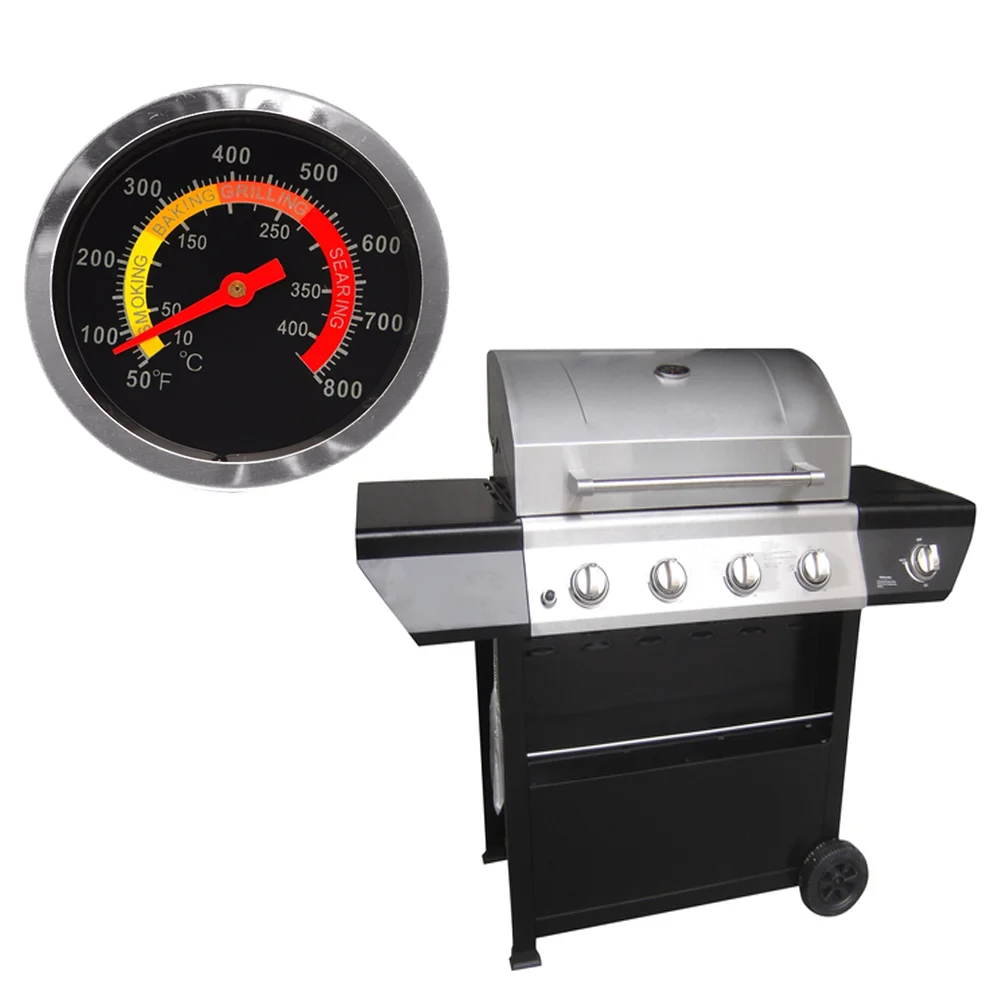 

Stainless Steel BBQ Smoker Grill Thermometer Temperature Gauge 50-800 Degrees Fahrenheit 10-400 Degrees Celsiu Food Cooking Oven