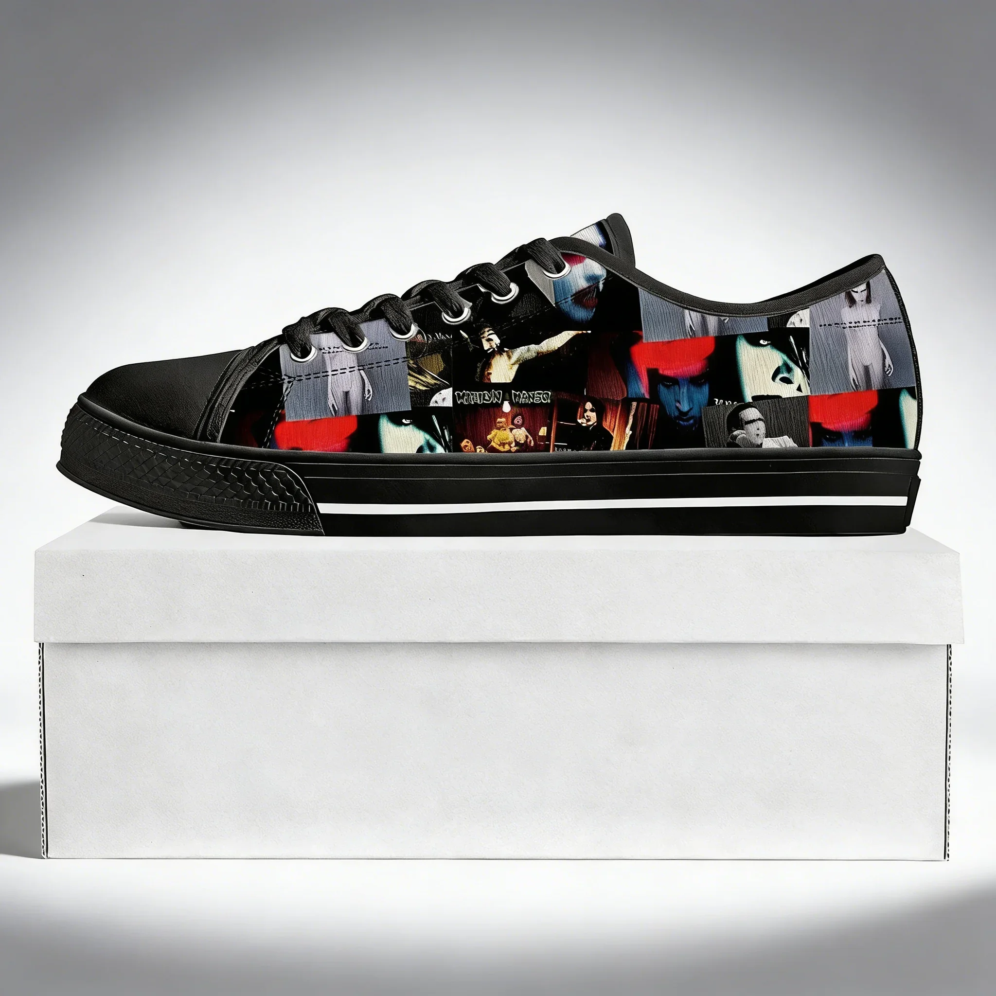 

Custom Marilyn Manson Canvas Sneakers | Rock Band Low Top Couple Shoes for Men Women