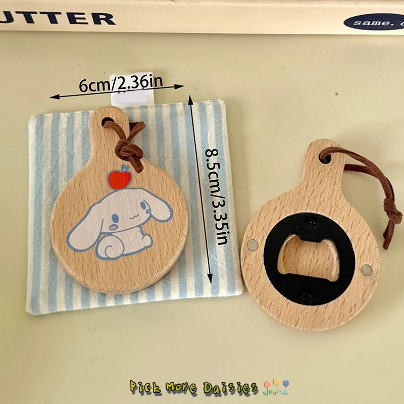Kawaii Sanrio Hello Kitty Wijnopener Meisje ronde Bierflesopener Draagbare Koelkastmagneet Anime Gift