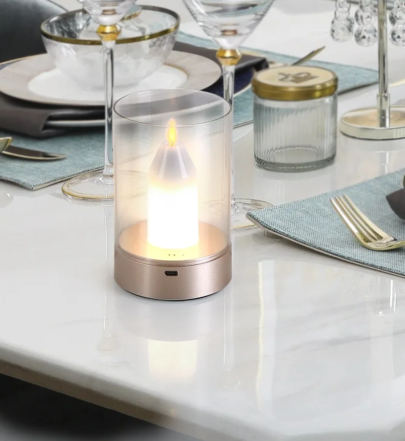 LED Candle Light Small Night Light Rechargeable Flashing Flameless Candle Lamp Motion Sensor Atmosphere Lights For Home Decor