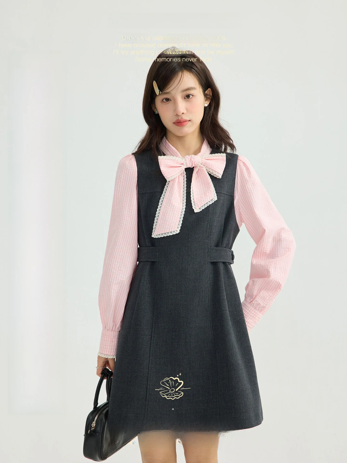 

Nov Elist Vintage A-Line Vest Dress Sleeveless Waist-Cinching Slimming Dress for Young Women Breathable Polyester Fabric