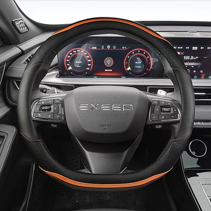 Carbon Fiber +Leather D Shape Car Steering Wheel Cover For Chery Exeed VX 2021 2022 LX 2019-2022 TXL 2019-2022 Auto Accessories 4