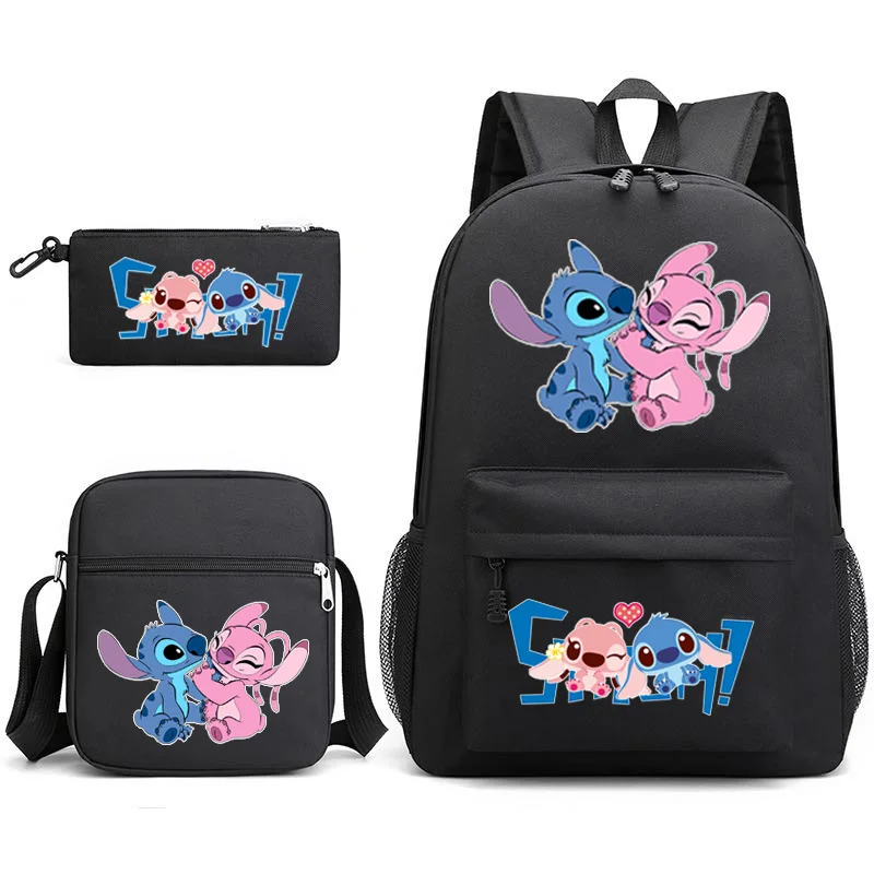 MINISO-Mochila deportiva de Lilo & Stitch para niños, estuche de lápices con estampado de dibujos animados, bolso de hombro para niños y niñas,