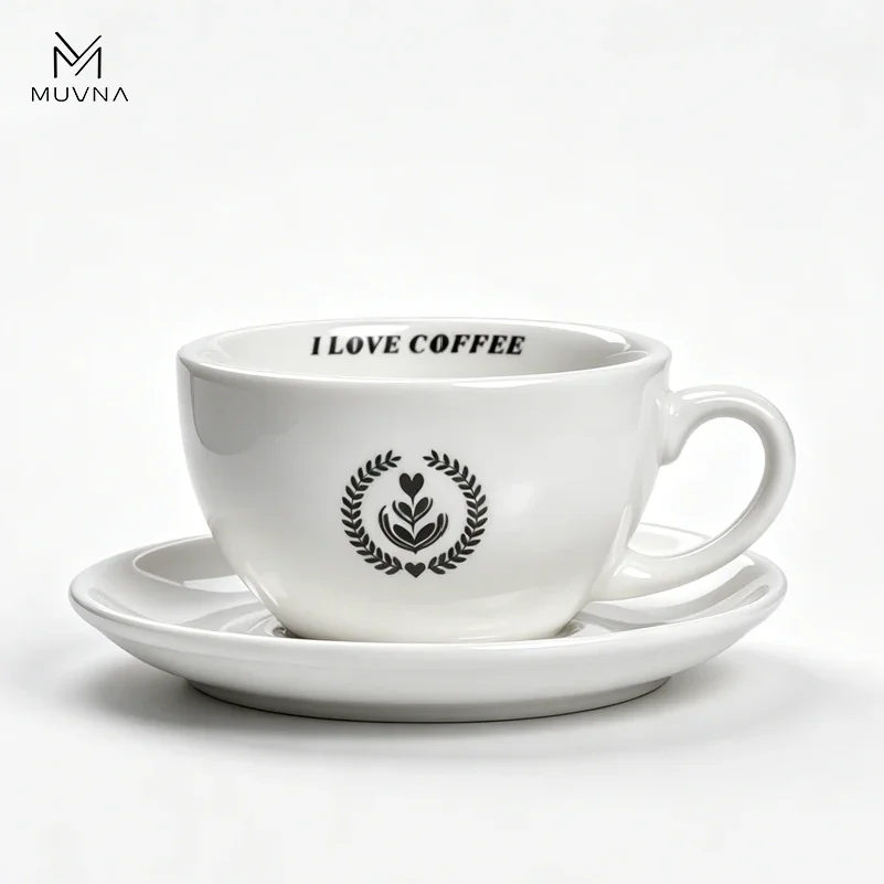 MUVNA 220/280ml Tea Espresso Cups and Saucers Set Ceramic Coffee Mugs Cappuccino Latte Art Mug Home Barista Accessories