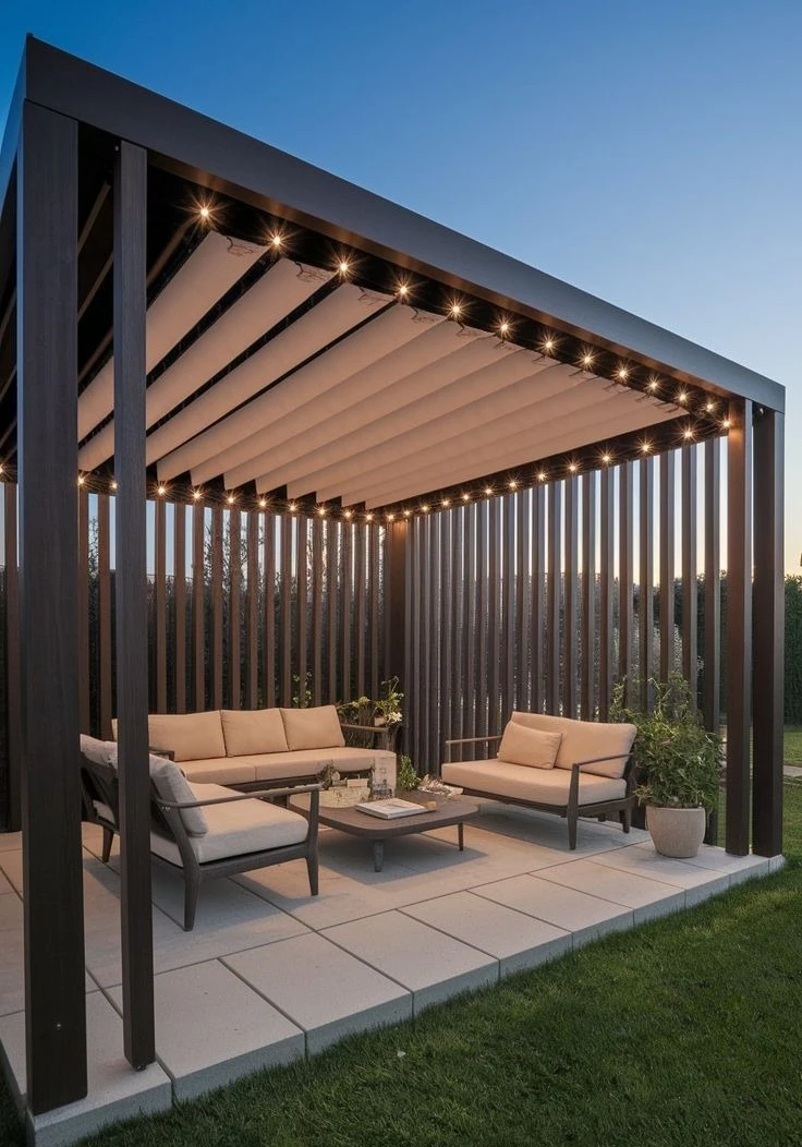 Minimalist Design Gazebos Extremely Solid Construction Louvered Roof Canopy Classic Outdoor Sun Protection Aluminum Pergola