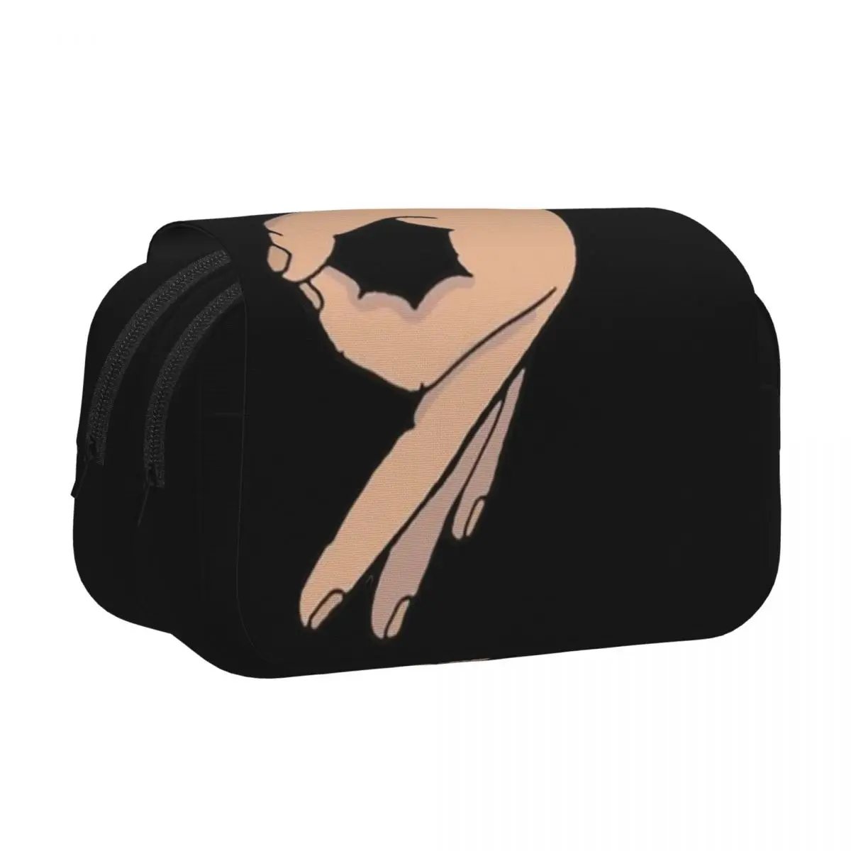 Circle Game Hand Gotcha Meme Made You Look Pencil Cases Pen Holder Hard Shell Leather Large Storage Pen Box Pencil Bag