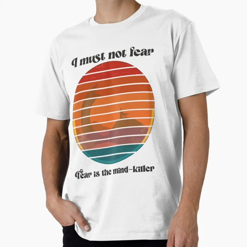 

I must not fear Arrakis The Sandworm Vintage Sci fi Gift T shirt for man Large size Tops Retro Dune Graphic Print Clothes