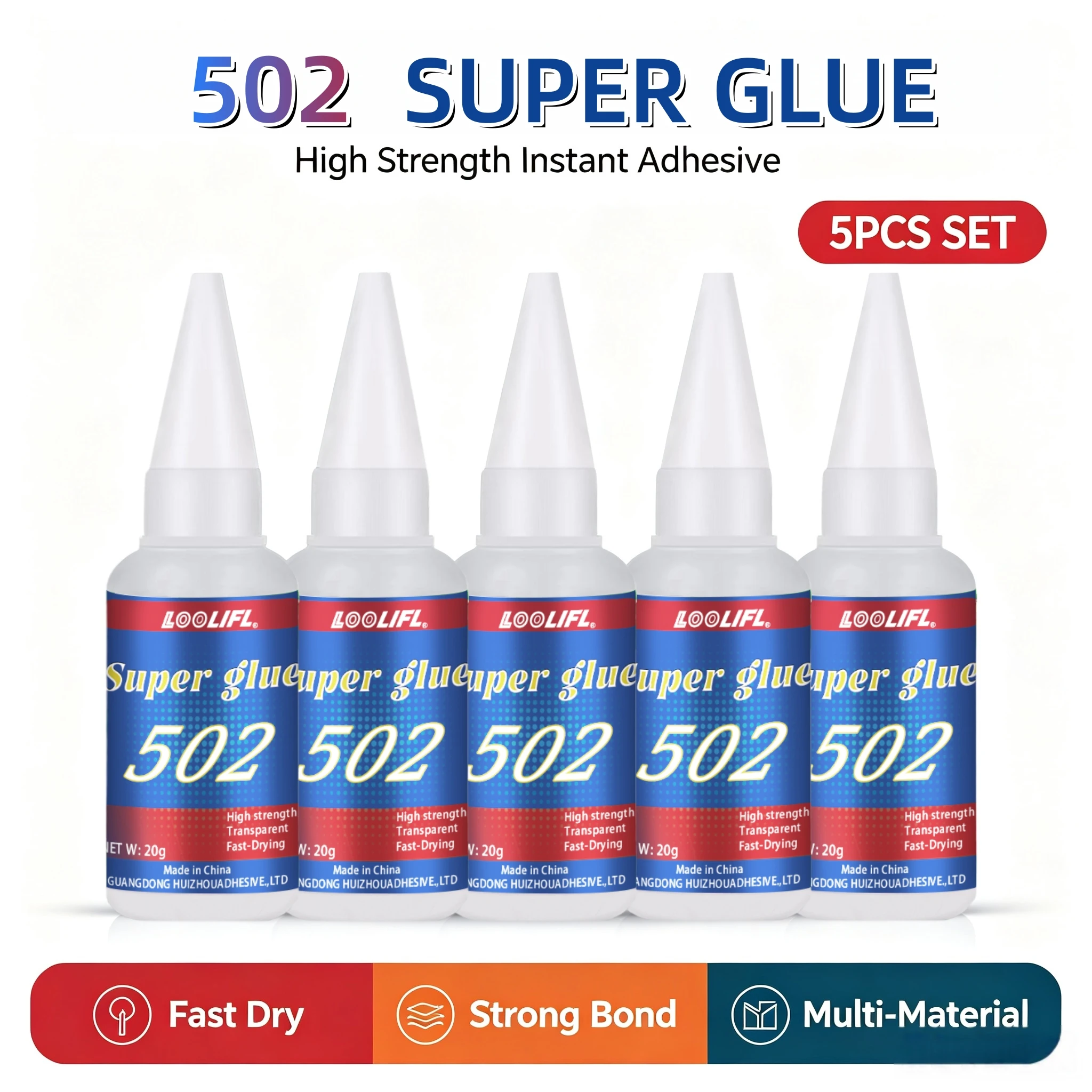 Colle Super Glue 502 0,7 oz, adhésif cyanoacrylate à séchage rapide, colle instantanée pour fissures, joints, travaux du bois, artisanat, réparation multi-matériaux