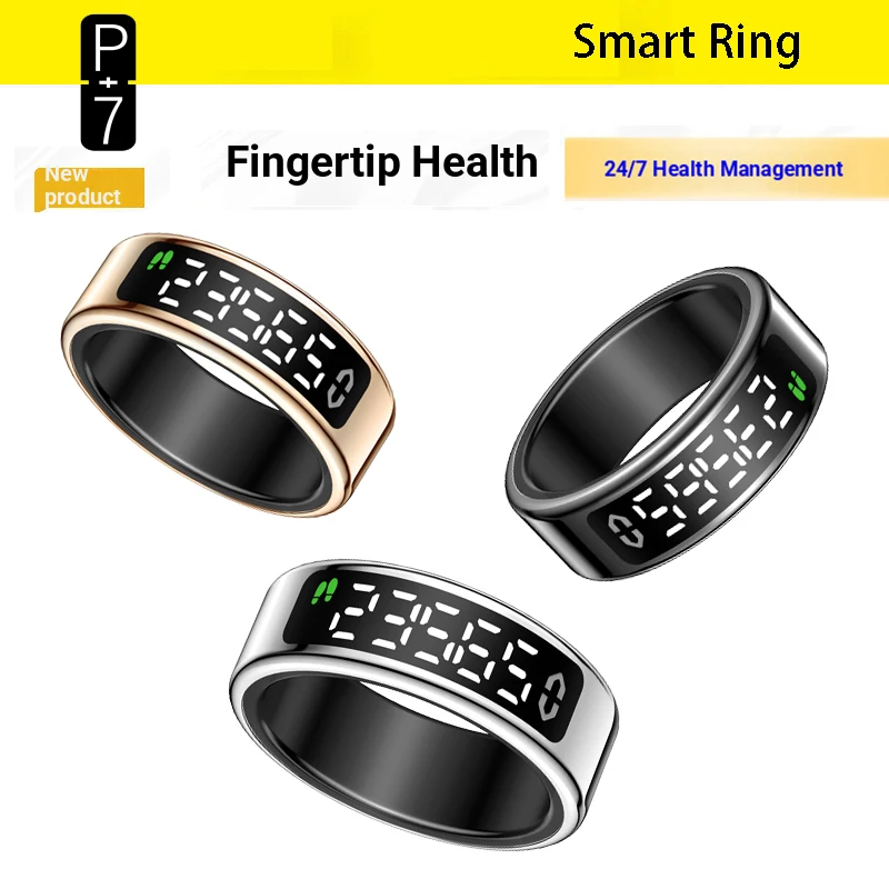 P+7 Smart Ring For Android IOS Phones Body Monitoring Fitness Tracker Heart Rate M SR05onitor Wearable With Display Ring SY01