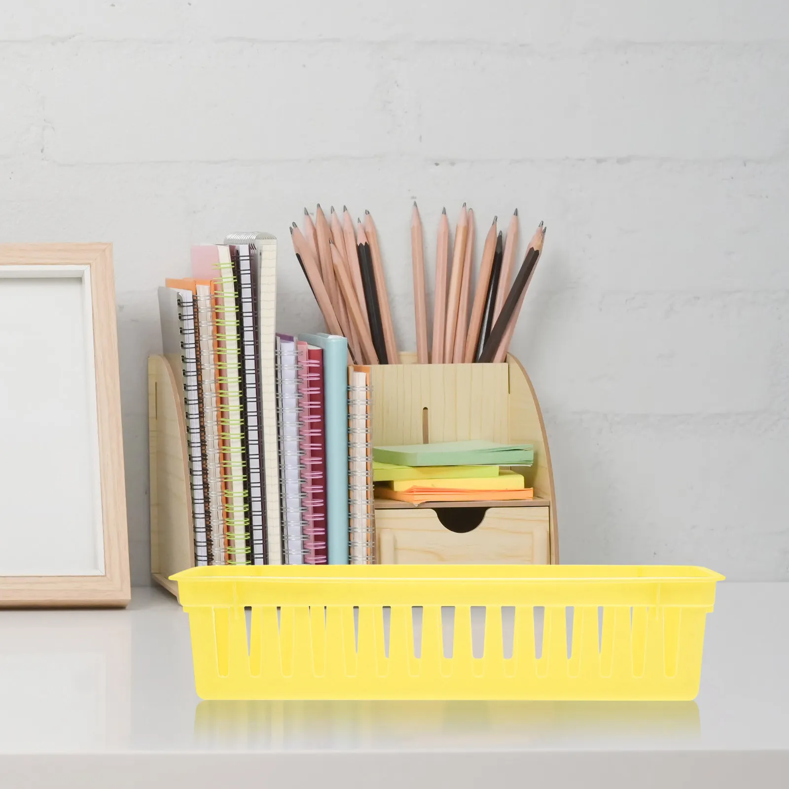Vibrant Color Plastic Desk Pencil Holder Tray Multifunctional Student Desk Organizer for Classroom Storage Baskets Pencil Tray