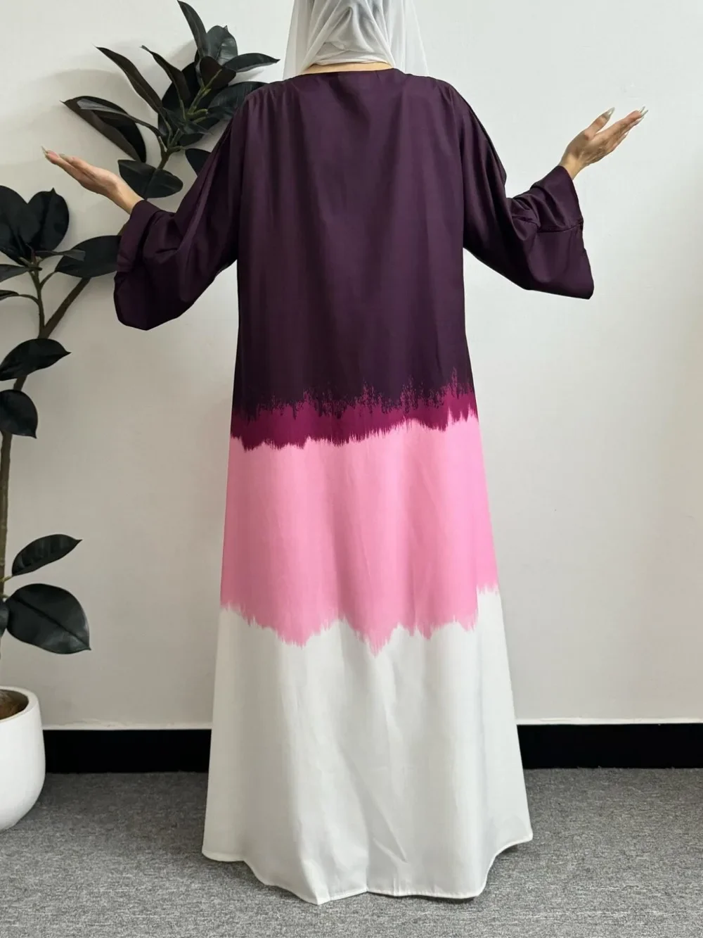 Ombre Open Front Abaya Muslim Abayas Women Jilbabs Cardigan Kaftan Long Sleeve Ramadan Maxi Length Dresses Women\'s Clothing