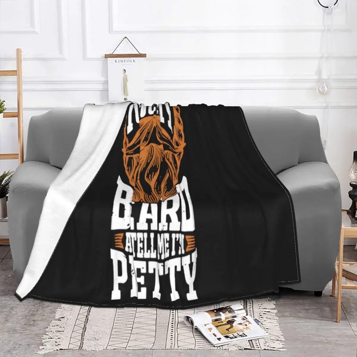 Touch My Beard And Tell Me I'M Pretty Solid Color Interested Natural Humor Design Hot Rock Breathable Vintage Throw Blanket