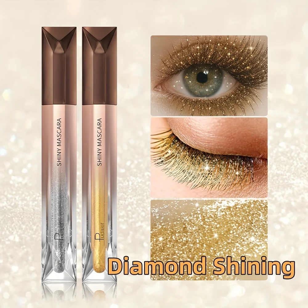 1 máscara de pestañas de colores, brillo fino perlado, máscara fácil de aplicar, sin gripe, voluminizadora, alargadora y rizada