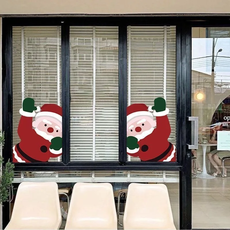 

New Christmas Santa Claus window theme decoration electrostatic stickers window shop stickers to decorate the festive atmosphere