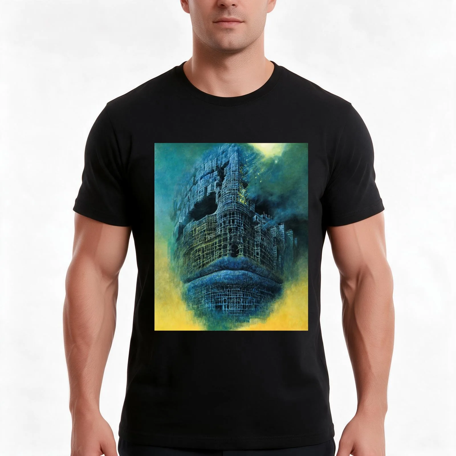Untitled , by Zdzis?aw Beksiński T-Shirt, Vintage Retro Graphic Tee, Unisex Summer Casual Streetwear Top