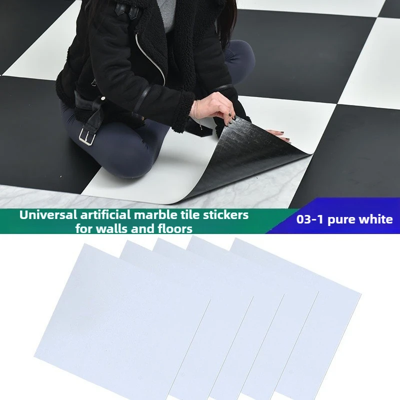 5 Sheets 30*30cm PVC Peel & Stick Floor & Wall Tile - Waterproof Oil Proof Marble Look for Kitchen Countertop, Cabinet, DIY